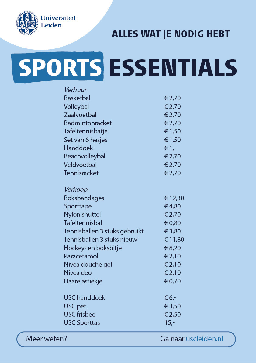 Prijslijst sportmaterialen