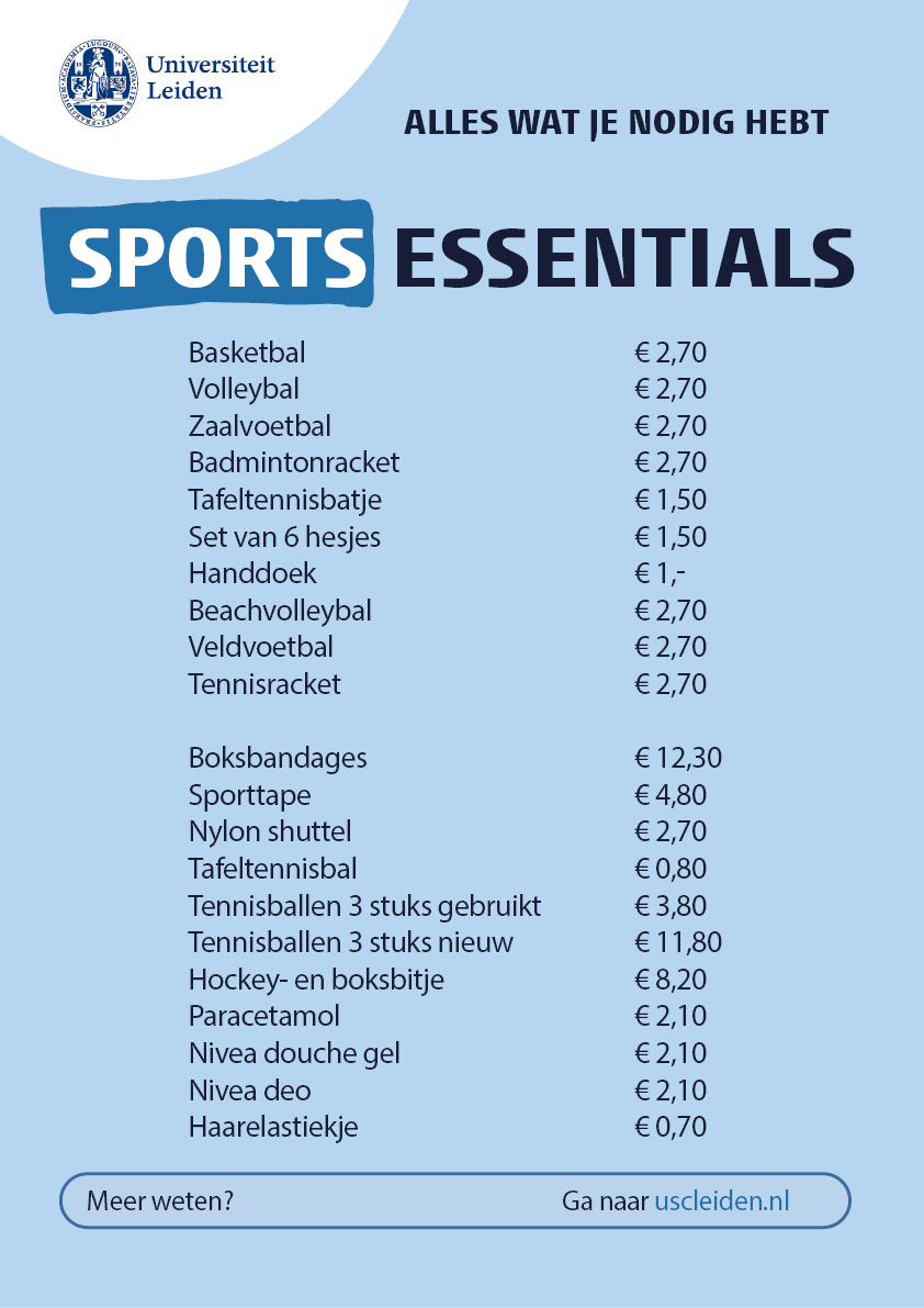 Prijslijst sportmaterialen