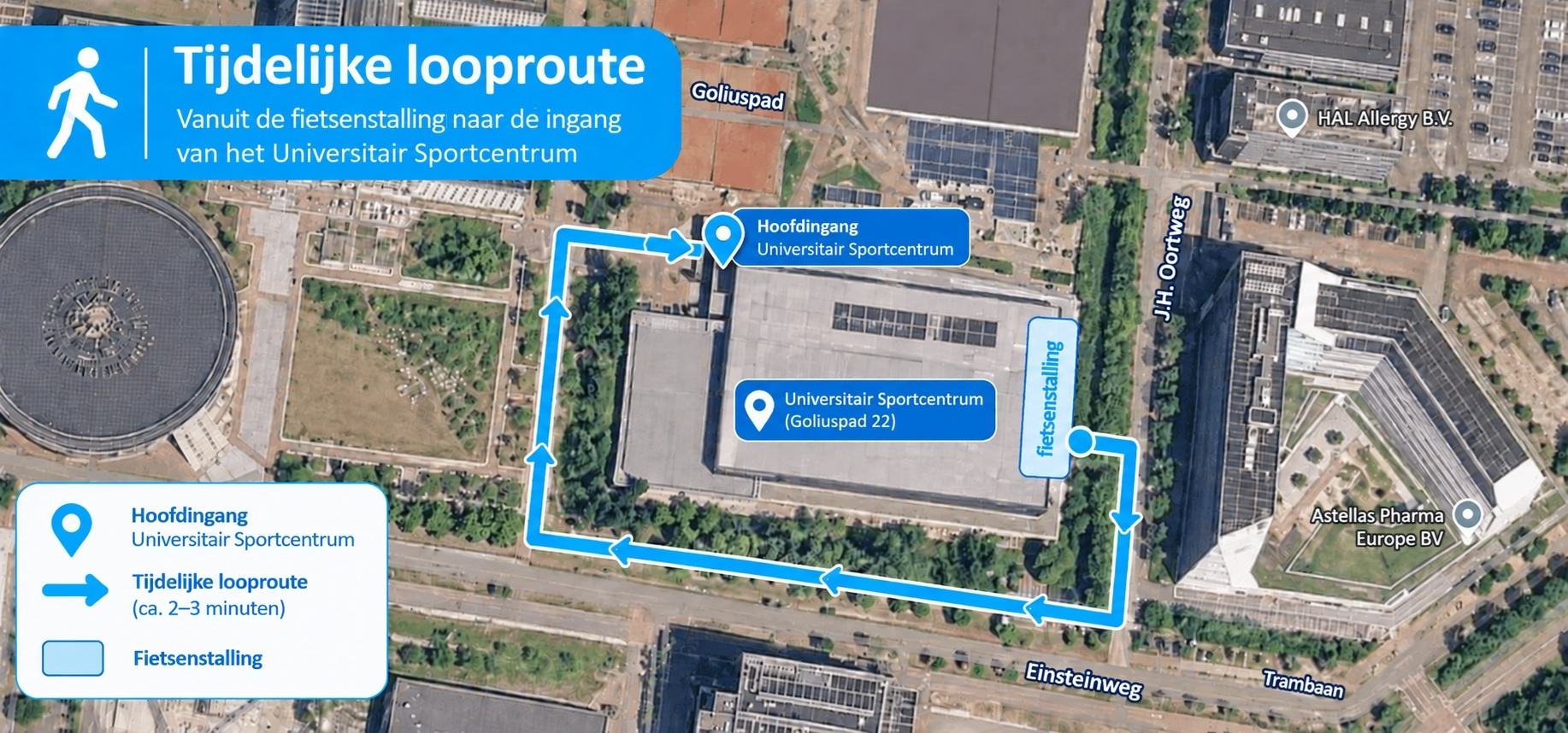 Tijdelijke looproute fietsenstalling